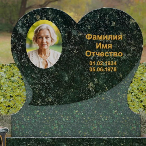 Гранитный вертикальный памятник для одного в Перми, гранит Балтик грин