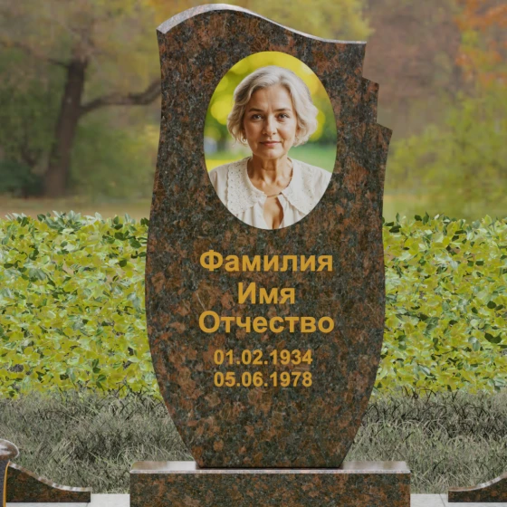 Вертикальный комбинированный памятник в Перми, гранит Дымовский