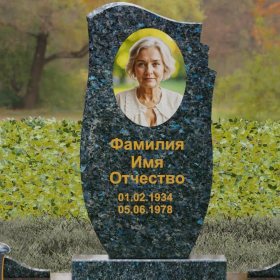 Вертикальный комбинированный памятник в Перми, гранит Блю Перл