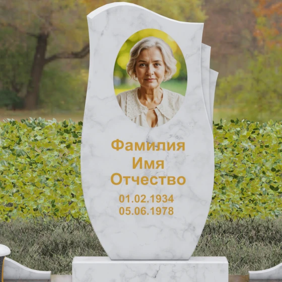 Вертикальный комбинированный памятник в Перми, мрамор Тассос