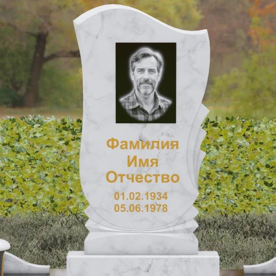 Элегантный вертикальный Гранитный памятник в Перми, мрамор Тассос