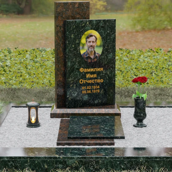 Памятник вертикальный из гранита в Волгограде, гранит Балтик грин, вид 2