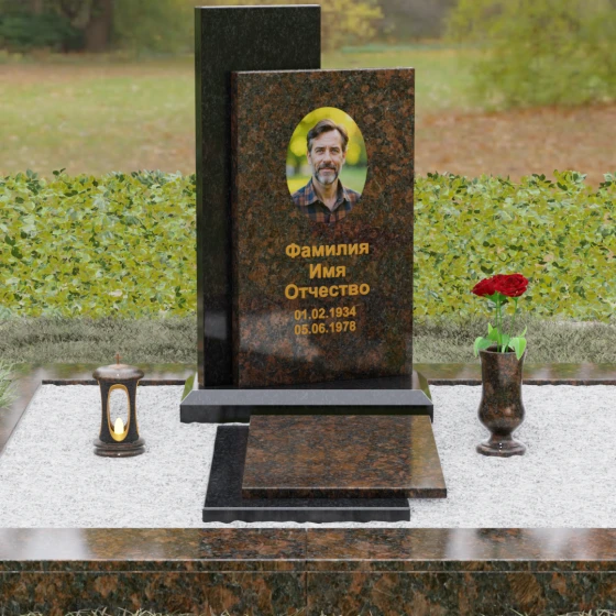 Памятник вертикальный из гранита в Волгограде, гранит Дымовский, вид 2
