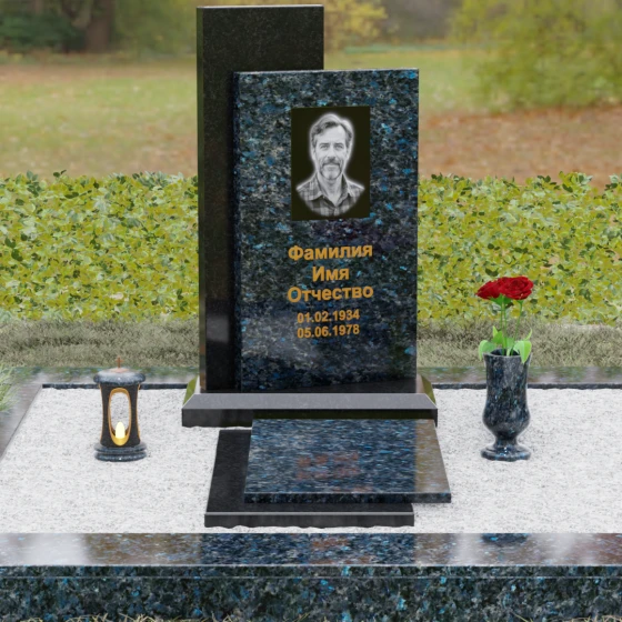 Памятник вертикальный из гранита в Волгограде, гранит Блю Перл, вид 2