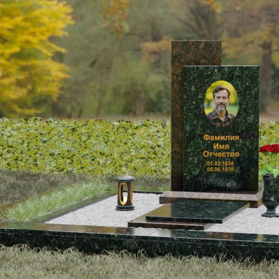 Памятник вертикальный из гранита в Волгограде, гранит Балтик грин, вид 4