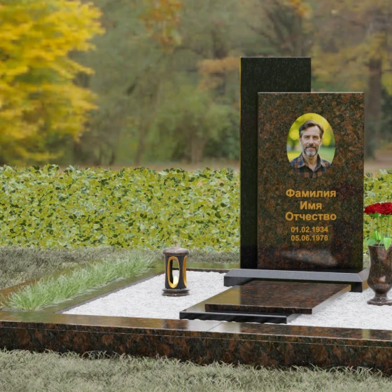Памятник вертикальный из гранита в Волгограде, гранит Дымовский, вид 4