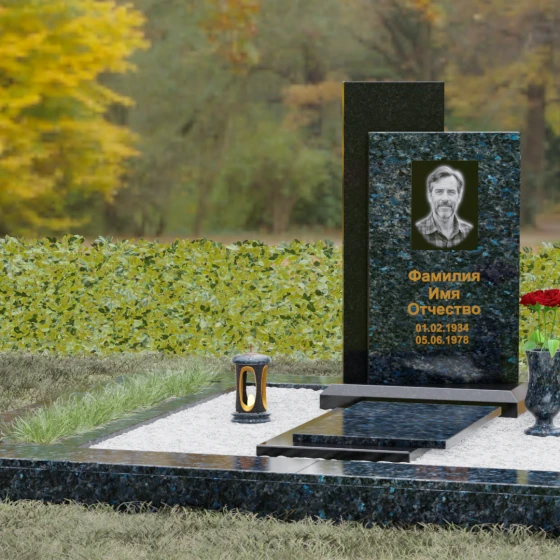 Памятник вертикальный из гранита в Волгограде, гранит Блю Перл, вид 4