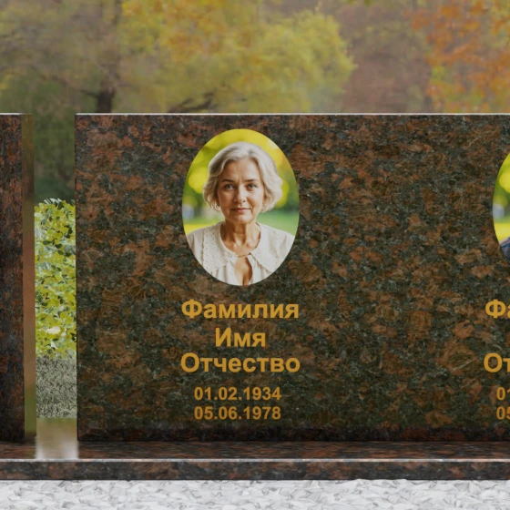 Горизонтальный Гранитный памятник с крестом в Перми, гранит Дымовский