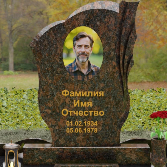 Гранитный вертикальный памятник светский в Перми, гранит Дымовский
