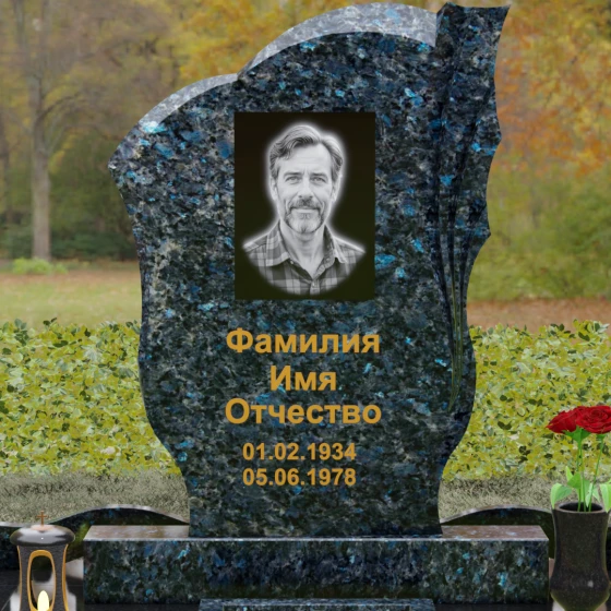 Гранитный вертикальный памятник светский в Перми, гранит Блю Перл