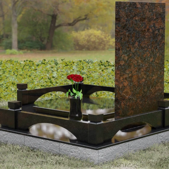 Гранитный вертикальный памятник без креста в Ставрополе, гранит Габбро-диабаз, вид 3
