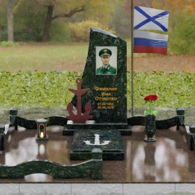 Гранитный вертикальный светский памятник для одного - П189