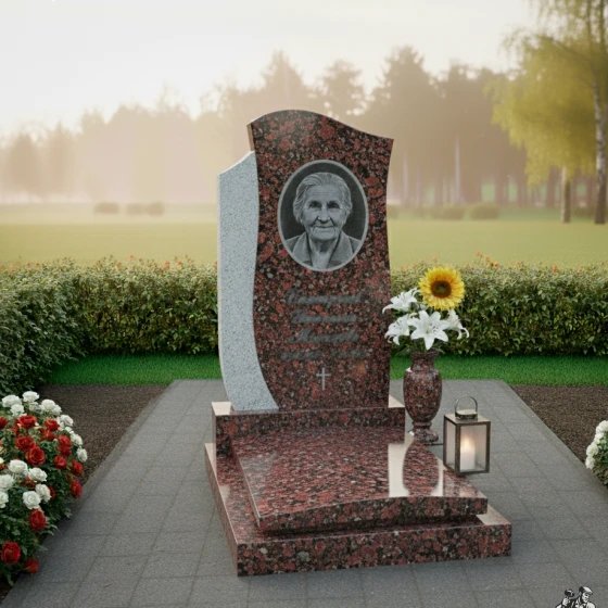 Православный вертикальный памятник с крестом в Перми, гранит Лезниковский