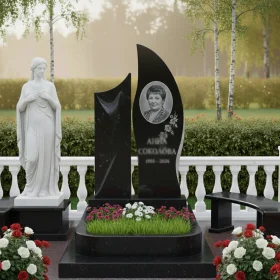 Светский элитный вертикальный памятник из гранита или мрамора - ПН105