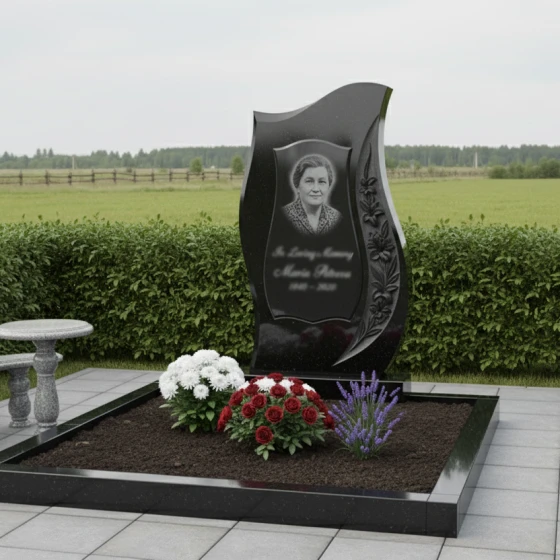 Гранитный светский вертикальный памятник для мемориального комплекса в Перми, гранит Габбро-диабаз