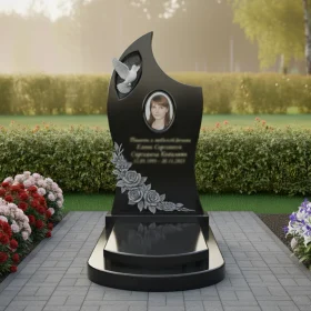 Гранитный православный памятник с крестом для мемориального комплекса - ПН133