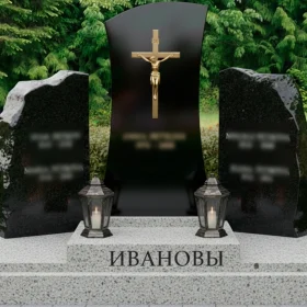 Гранитный вертикальный православный мемориал для двоих - ПН212