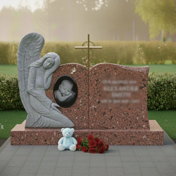 Элитный гранитный горизонтальный православный памятник в Тольятти, гранит Лезниковский