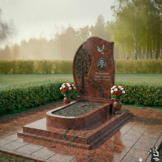 Элитный вертикальный гранитный памятник в Перми, гранит Лезниковский