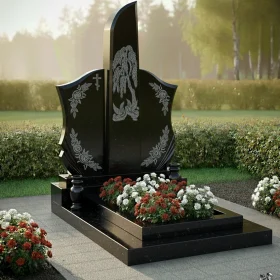 Гранитный вертикальный православный мемориал - ПН229