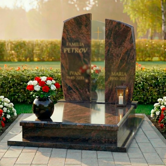 Католический памятник гранит — стекло на двоих в Перми, гранит Дымовский