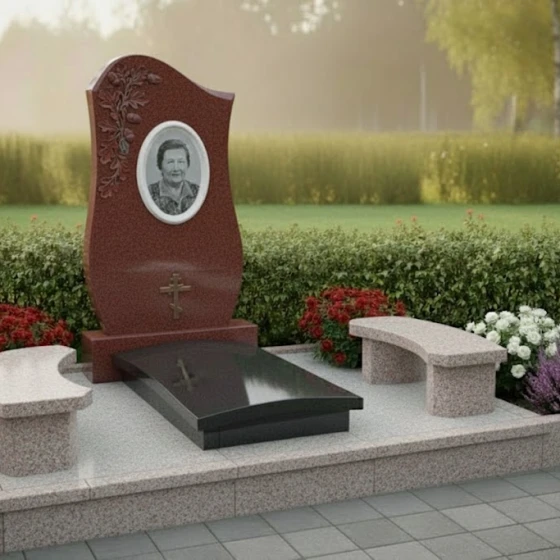 Элитный Гранитный памятник с крестом в Перми, гранит Лезниковский