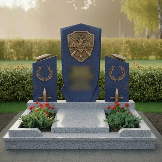 Светский Гранитный памятник вертикальный в Перми, гранит Блю Перл