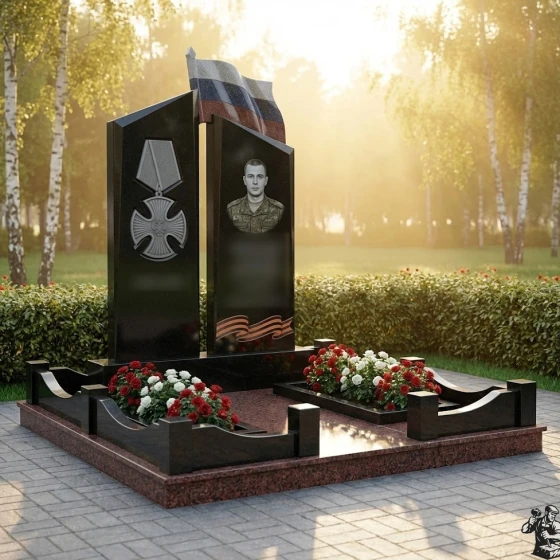 Светский Гранитный памятник для одного в Перми, гранит Габбро-диабаз