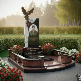 Гранитный памятник с крестом для одного - ПН406