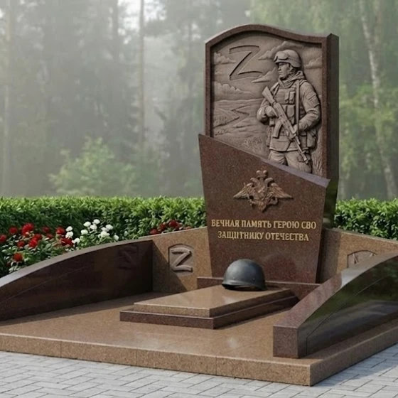 Гранитный светский памятник вертикальный в Перми, гранит Дымовский