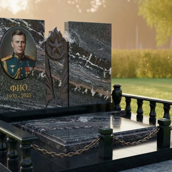 Элитный горизонтальный памятник в Перми, гранит амфиболит