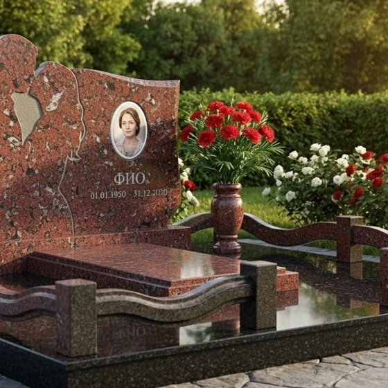 Элитный Гранитный вертикальный памятник в Перми, гранит Лезниковский
