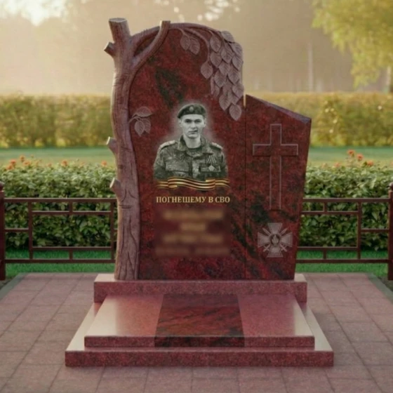 Гранитный вертикальный православный мемориальный комплекс в Перми, гранит Лезниковский