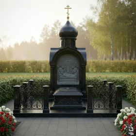 Вертикальный Гранитный православный мемориальный комплекс - ПН531