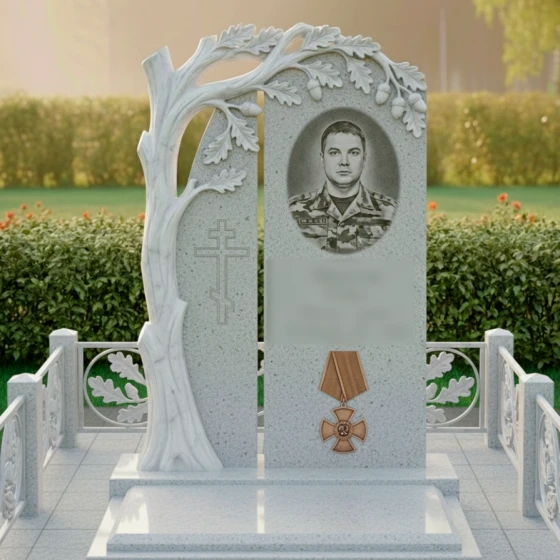 Комбинированный православный памятник в Перми, гранит Мансуровский