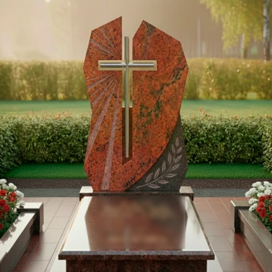 Католический комбинированный памятник в Перми, гранит Лезниковский