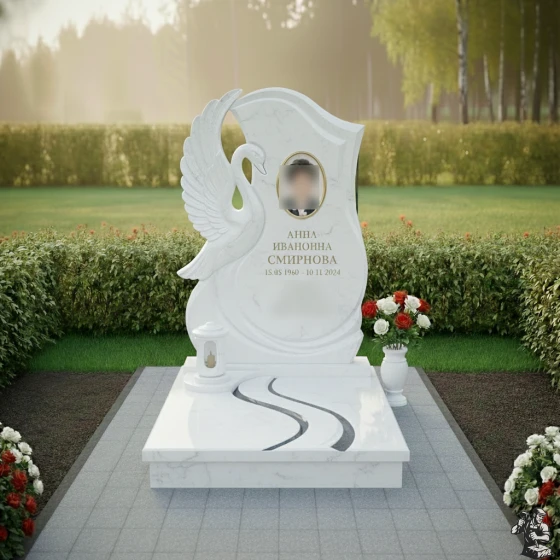 Комбинированный светский памятник вертикальный в Перми, мрамор Тассос