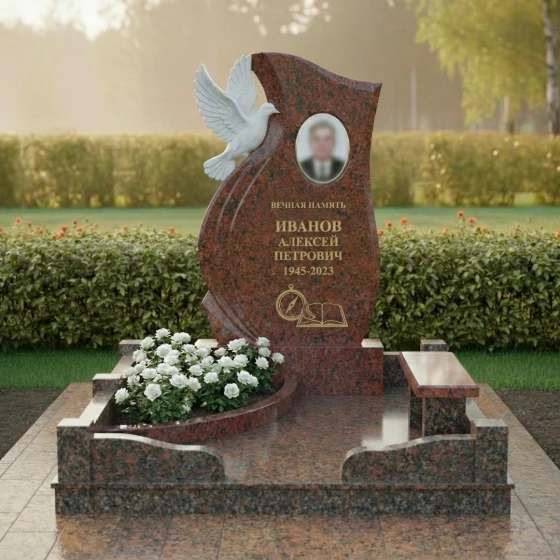 Вертикальный памятник из гранита Дымовский в Перми, гранит Лезниковский