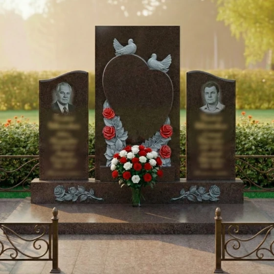 Гранитный памятник на двоих в Перми, гранит Дымовский