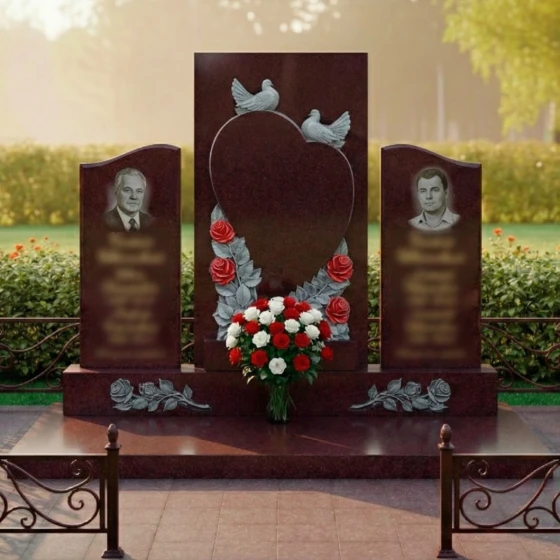 Гранитный памятник на двоих в Перми, гранит Лезниковский
