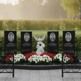 Вертикальный гранитный или мраморный памятник на 4 - ПН675