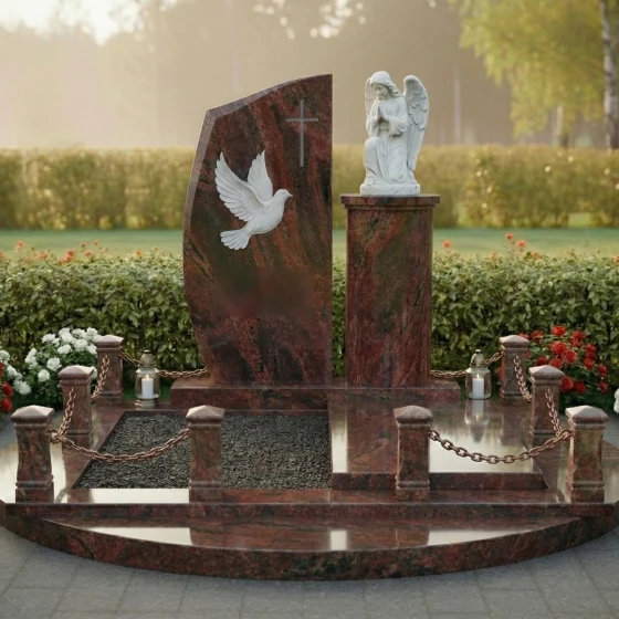 Элитный комбинированный памятник в Перми, гранит Лезниковский