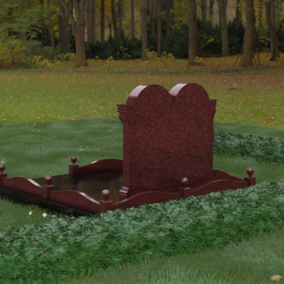 Светский вертикальный памятник из гранита/мрамора на двоих в Кемерово, гранит Лезниковский, вид 3
