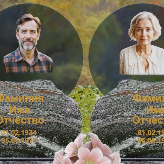 Памятник на могилу для двоих светский в Набережных Челнах, гранит амфиболит