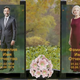 Вертикальный гранитный или мраморный памятник на двоих - П253