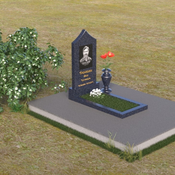 Гранитный монумент с заостренным верхом, гранит Блю Перл, вид 2