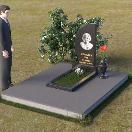 Надгробие с закругленным углом из гранита