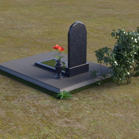 Памятник — волна с золотым тиснением из гранита, гранит Блю Перл, вид 4