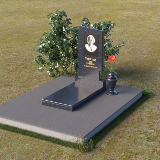 Надгробие со скругленным верхним краем, гранит Блю Перл