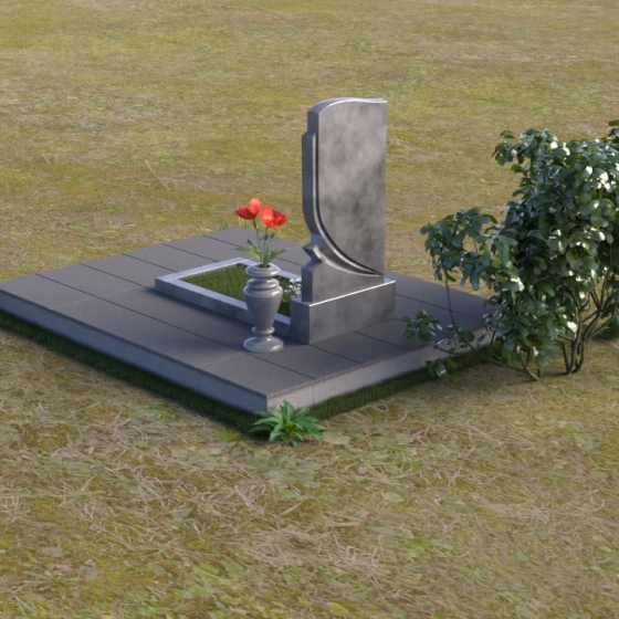 Надгробие с волной из гранита, мрамор Тассос, вид 4